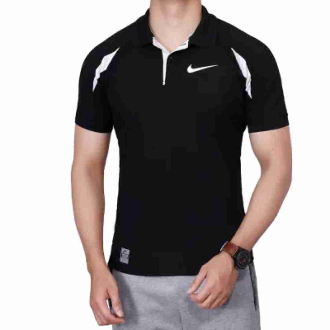 Men's Sport Regular Fit Solid Polo Neck T-shirt
