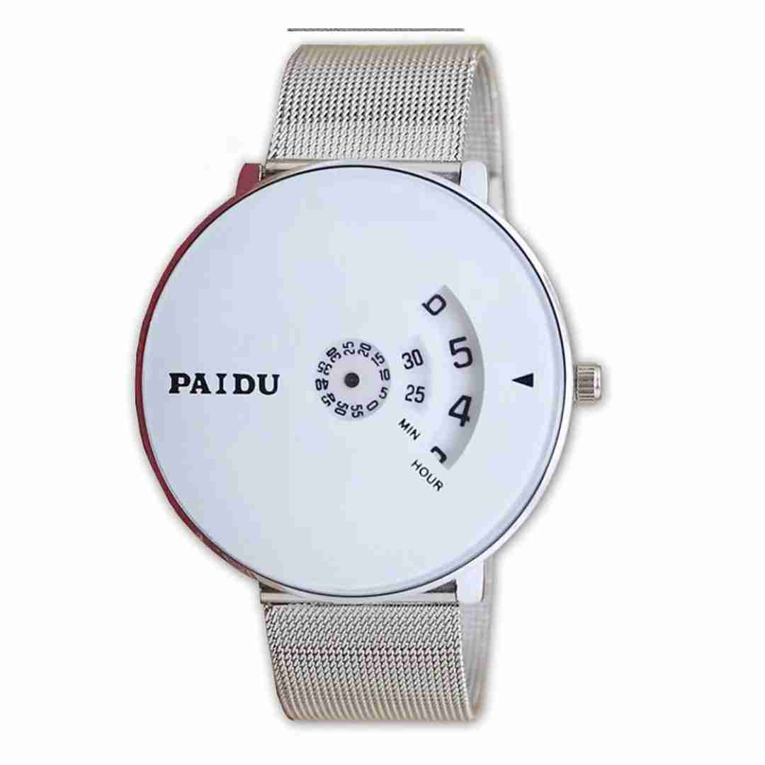 Paidu Unique Turntable Dial Sports Creative Casual Pu Leather Belt Trending Watch