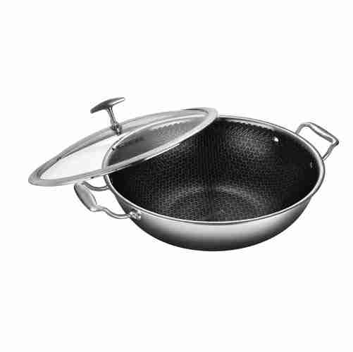 UCOOK  SS Tri-Ply Kadhai + Glass Lid by United