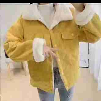 Winter Warm Fur Jeans Corduroy Denim Jacket Coat For Women