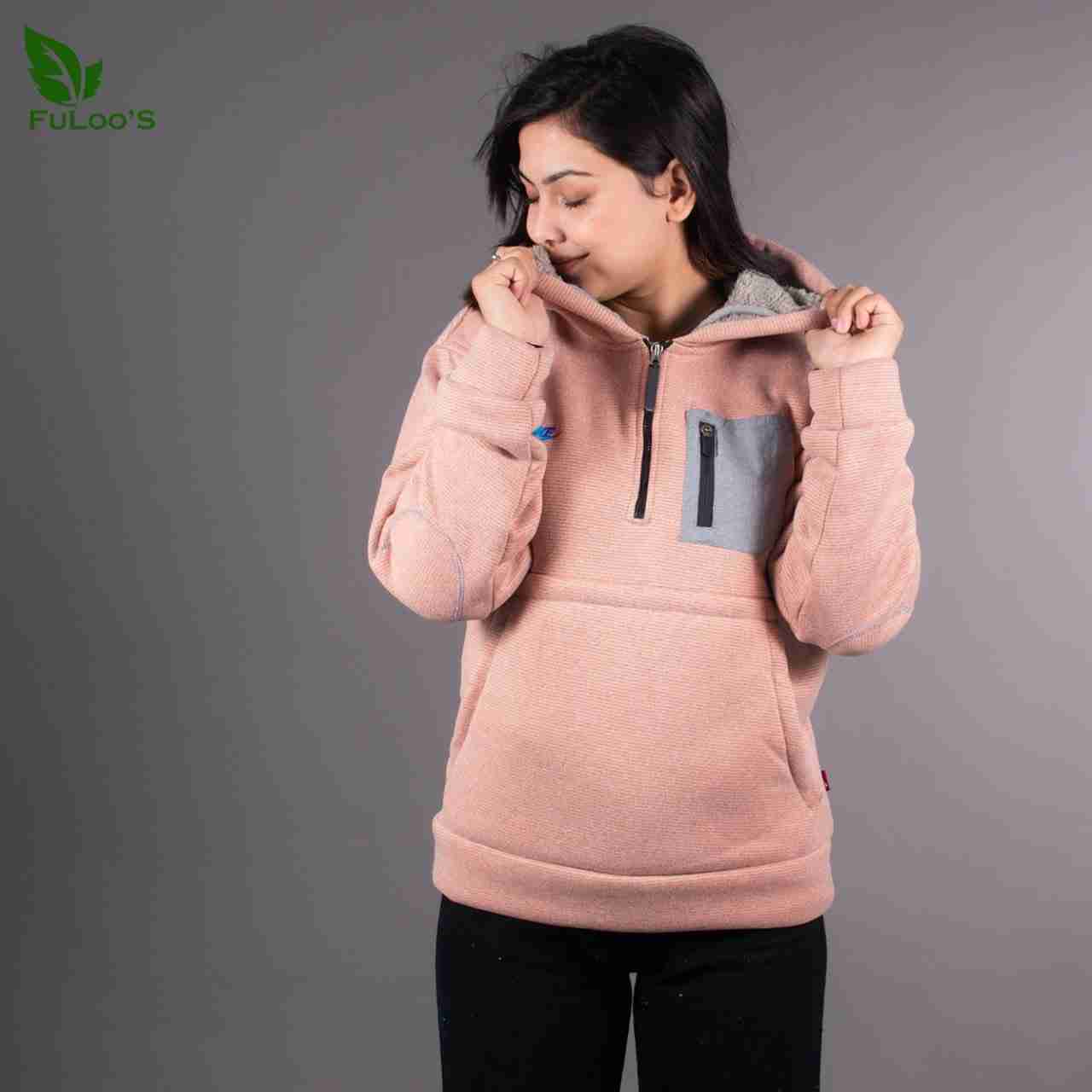 Fuloo's Hoodie in Mustard with fleece inside for women