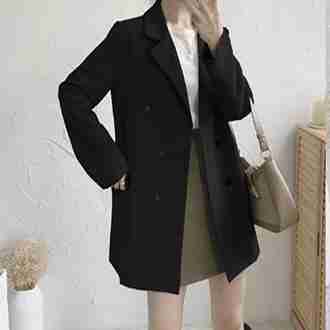 Women's Double-breasted Wear Korean Dress Casual Long Sleeve Office Wear Blazer Coat
