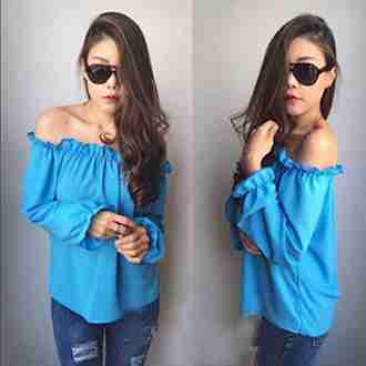 Plus Size Ruffle Off The Shoulder Tops For Ladies