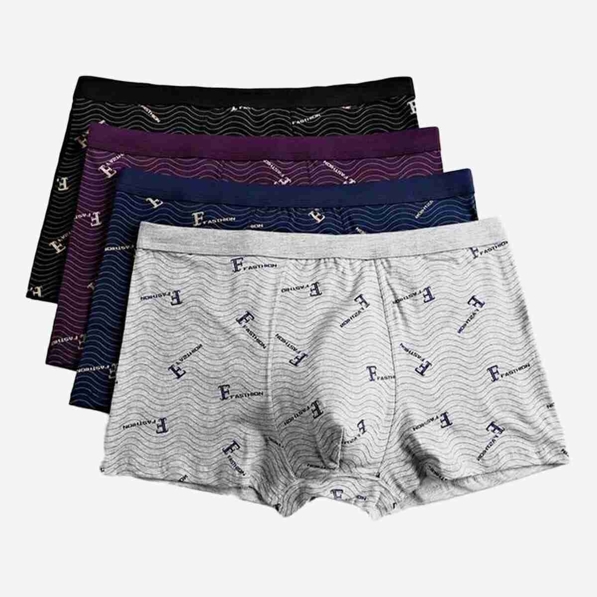 Pack Of 4 Men Unlock Boxer Briefs Underwear (Color May Vary)