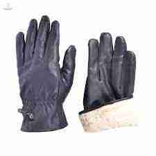 Winter Warm Thermal Fleece Black Pu Leather Driving Gloves By Arushi