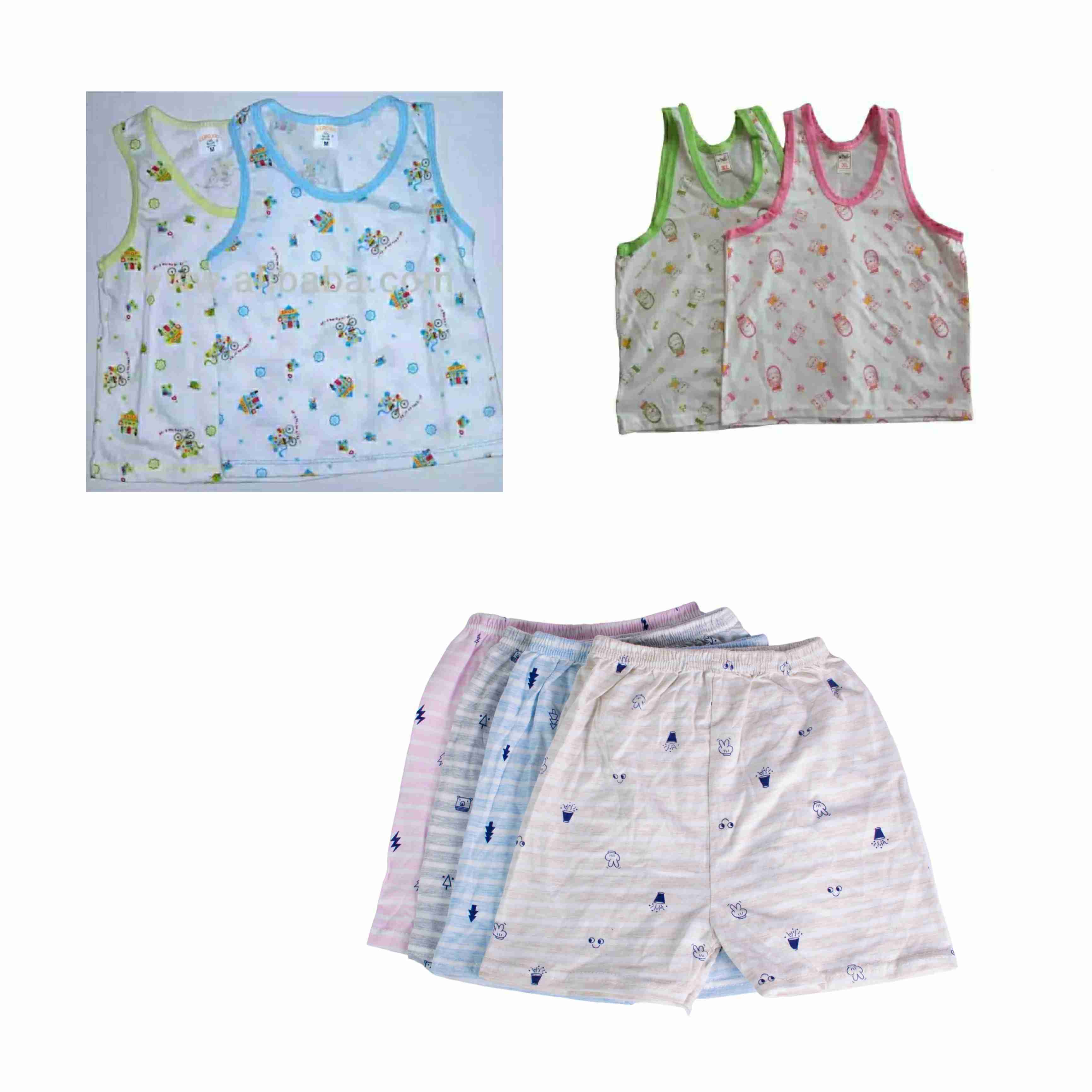 Pack Of 4 Vest 4 Shorts BABY INNER-WEAR SANDO HOSIERY COTTON WITH CARTOON PRINT (Print May Vary) By Arushi