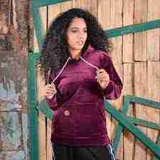 Solid Velvet Pullover Hoodie For Women