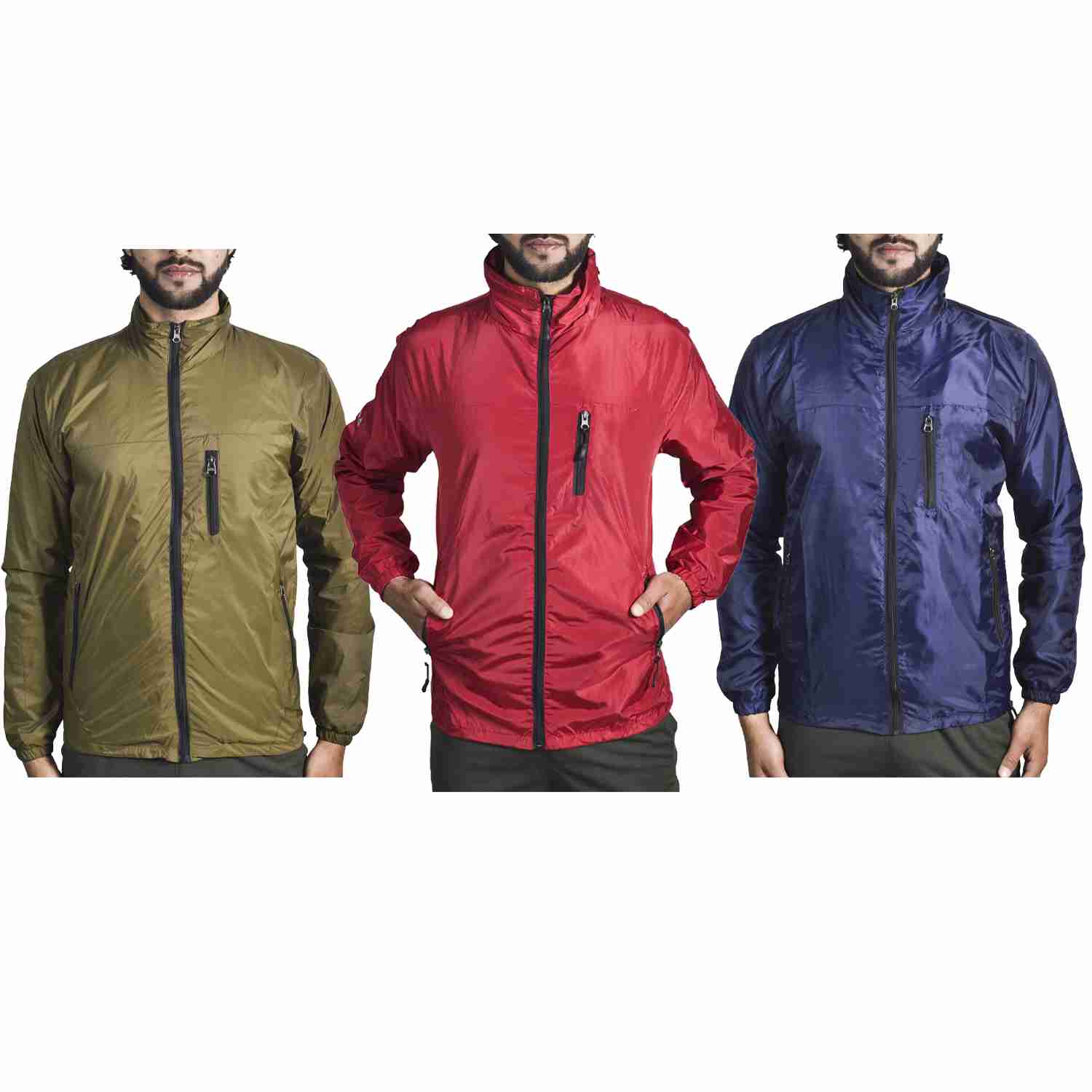 Set Of 3 Waterproof and Windproof Jackets For Men Windcheater Jacket By Arushi