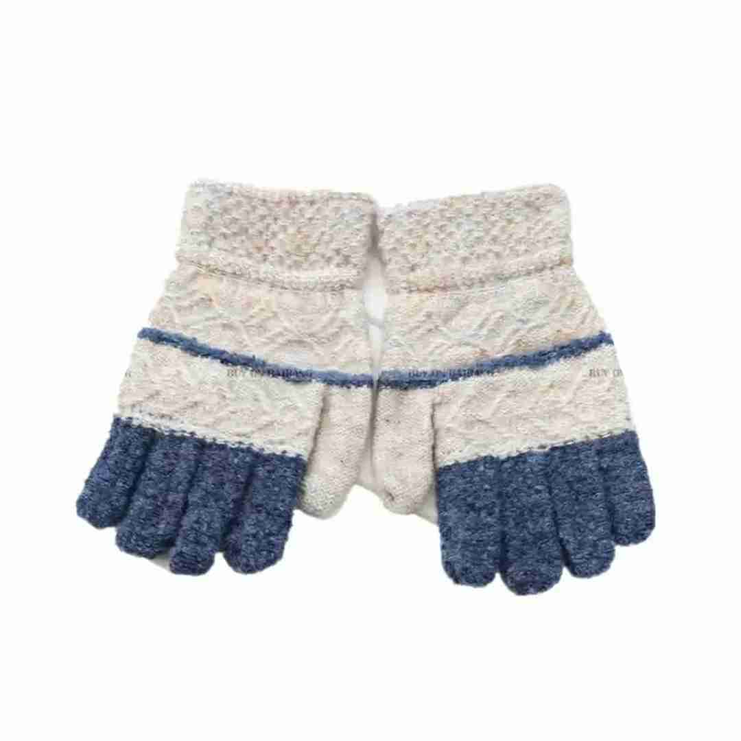 Pack Of 3 Winter Ribbed Knitted Full Fingered Classic Basic Thicken Lining Mittens Thermal Wrist Gloves By Arushi