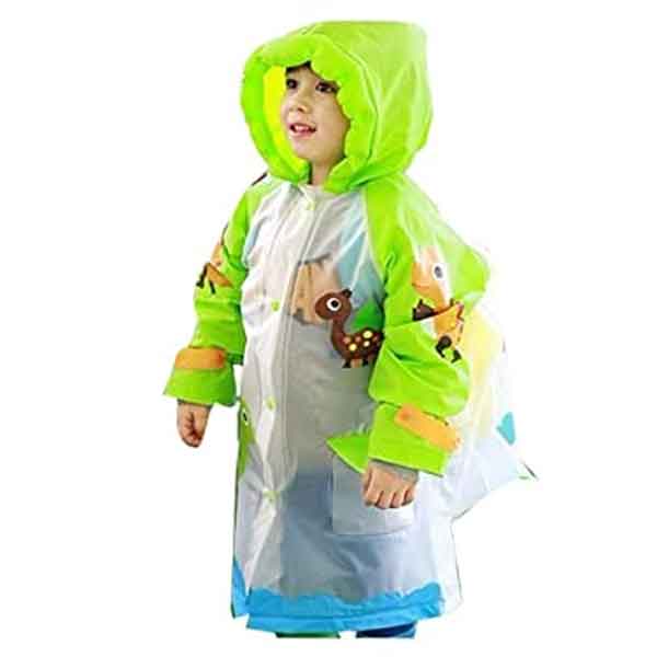 Kids Unisex Solid Cartoon Printed Raincoat(Print May Vary)