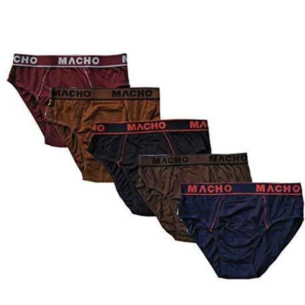 Pack Of 5 Smart Cut Macho Briefs For Men-Green/Blue/Brown/Maroon/Black