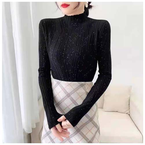 Ladies Full Sleeve Thin Turtle Neck Sweater