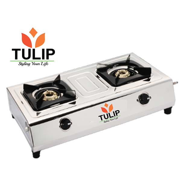 Tulip Gas Stove Stainless Steel 2 Burner Big Body -(Caption)