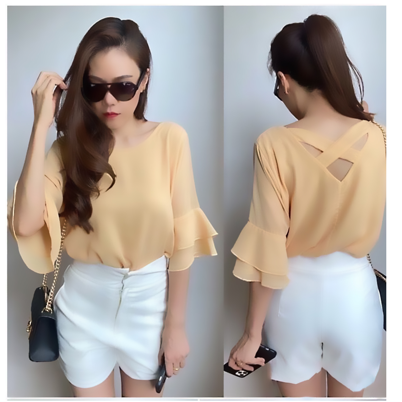 O Neck With Back Cross T-Shirt For Ladies