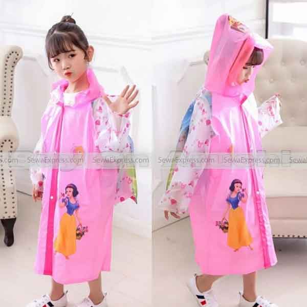 Kids Unisex Solid Cartoon Printed Raincoat(Print May Vary)