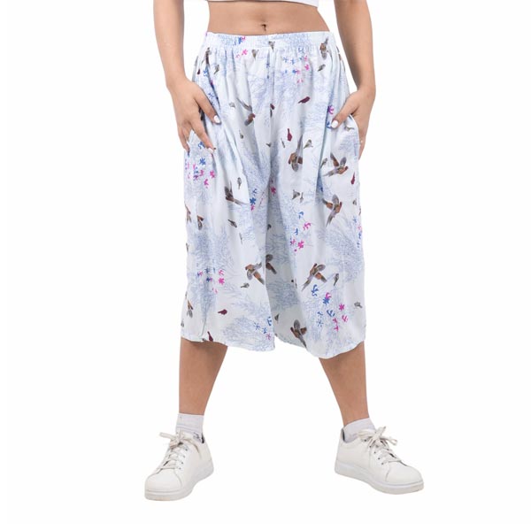 Floral Cotton Designed Quarter Shorts For Women (Print May Vary)