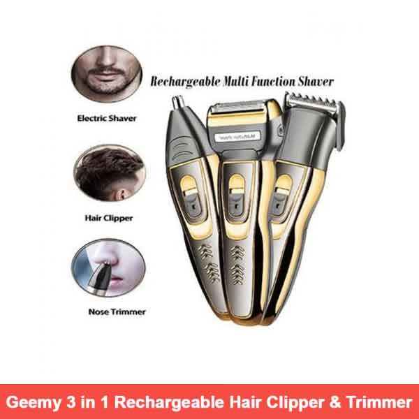 Gemei 3 In 1 Hair Clipper, Shaver & Nose Hair Trimmer