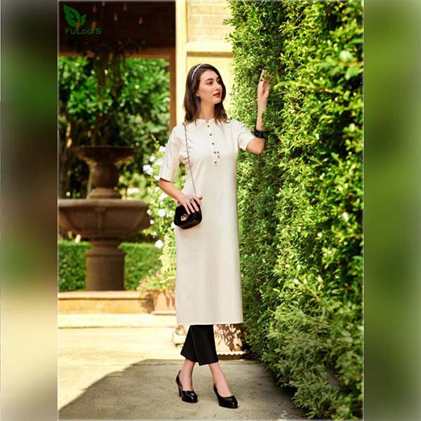 Basics Rayon Flax Fancy Designer Kurti #02